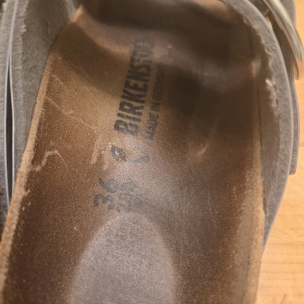 Birkenstock Arizona Big Buckle Dove Gray Patent Birko-Flor Womens Size EU 36 - Picture 7 of 11
